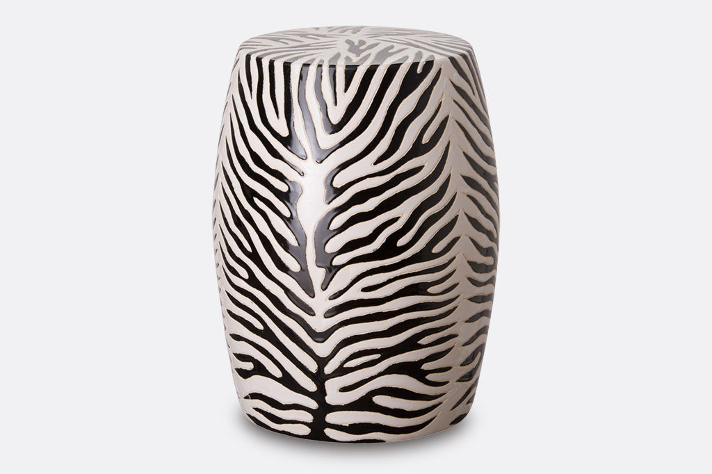 Zebra print black and white stripped stool