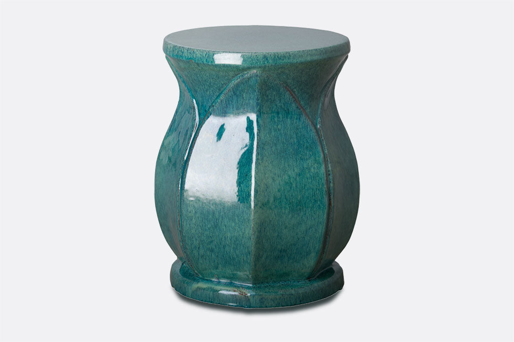 teal color ceramic garden stool