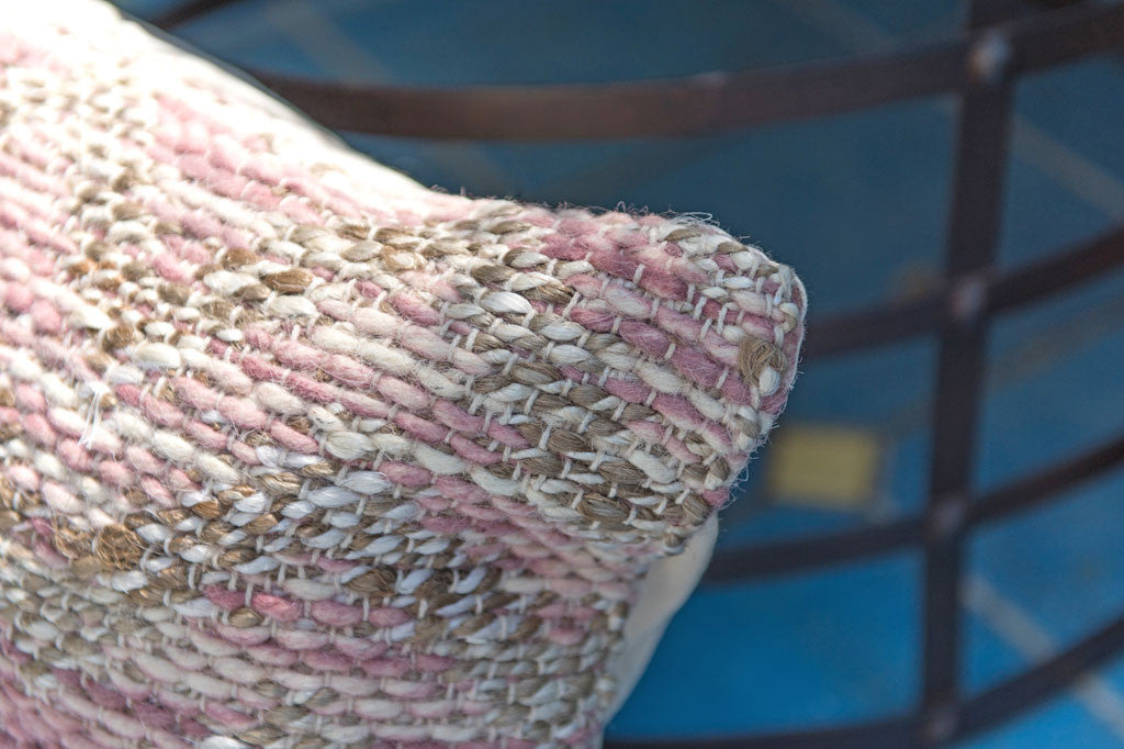 Barley and Blush Pillow closeup detail of texured weave