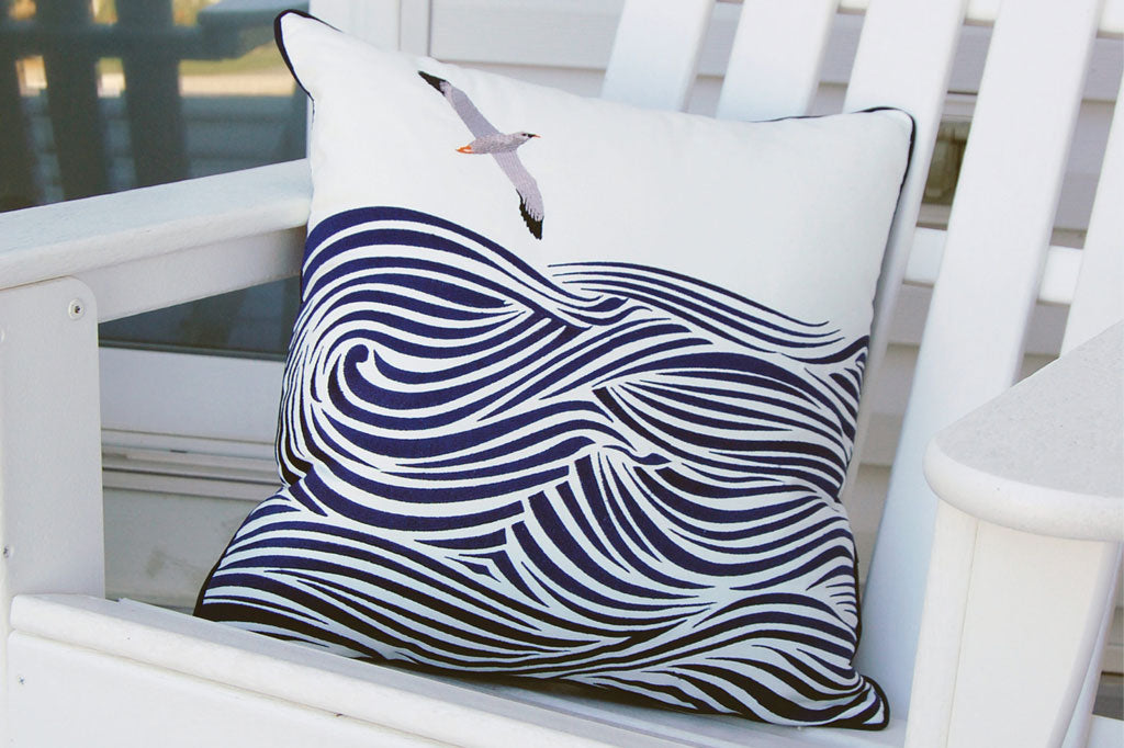 Navy blue and white outdoor online pillows