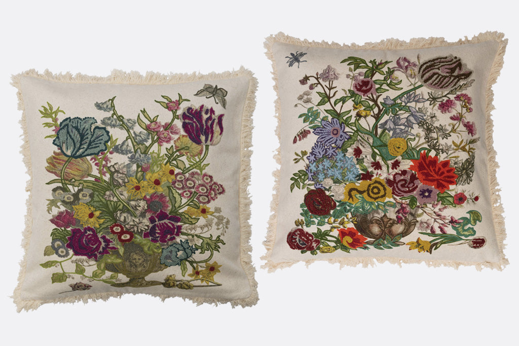 Pair of Large pillows with Italian floral motif