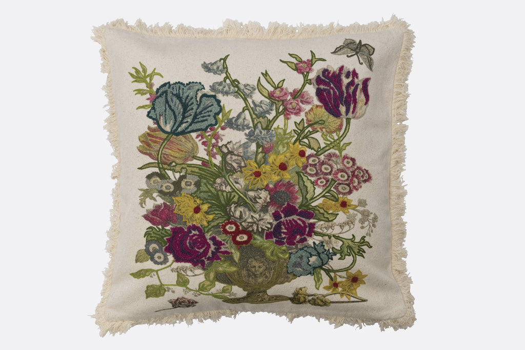 pillow 1 of Pair of Large pillows with Italian floral motif