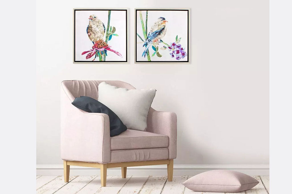 Colorful Finches Framed Art Prints Set of Two