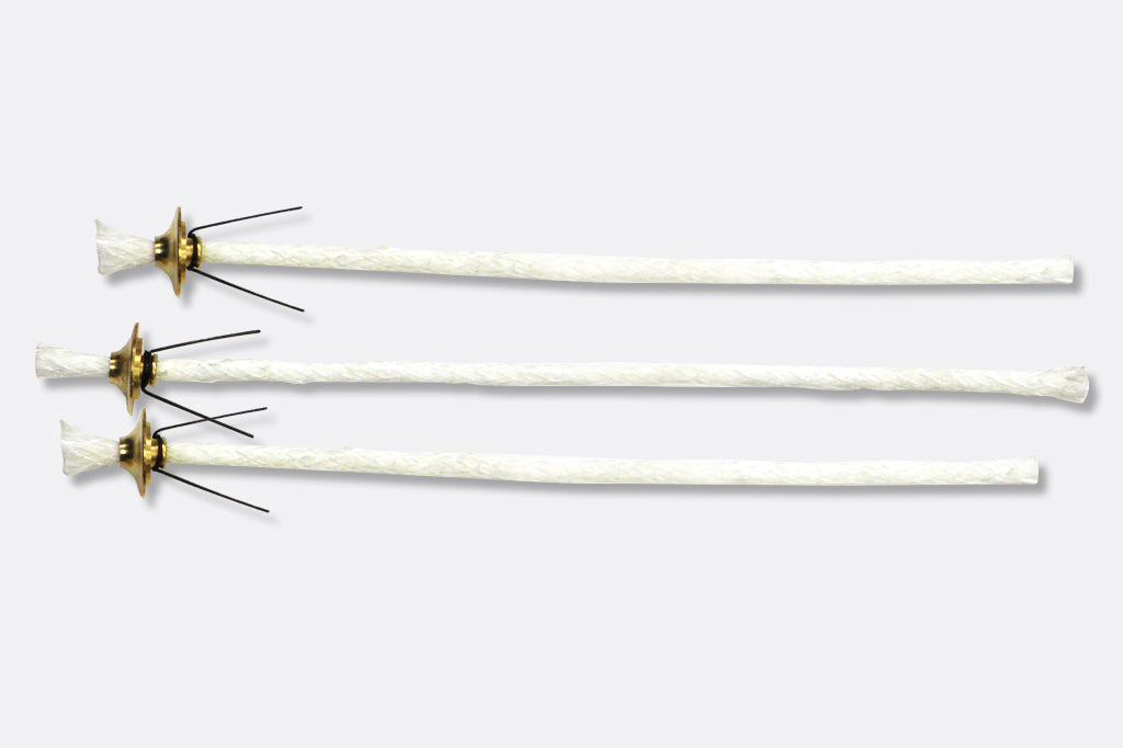 Set of three wicks for glass oil torches