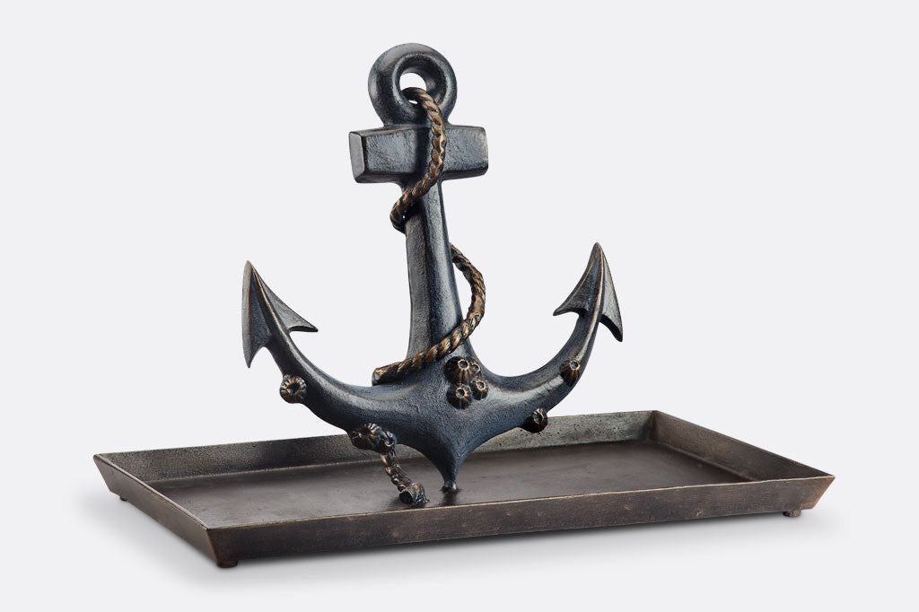 Anchor Tray shows blue-zinc finish anchor complete with rope and barnacle accents