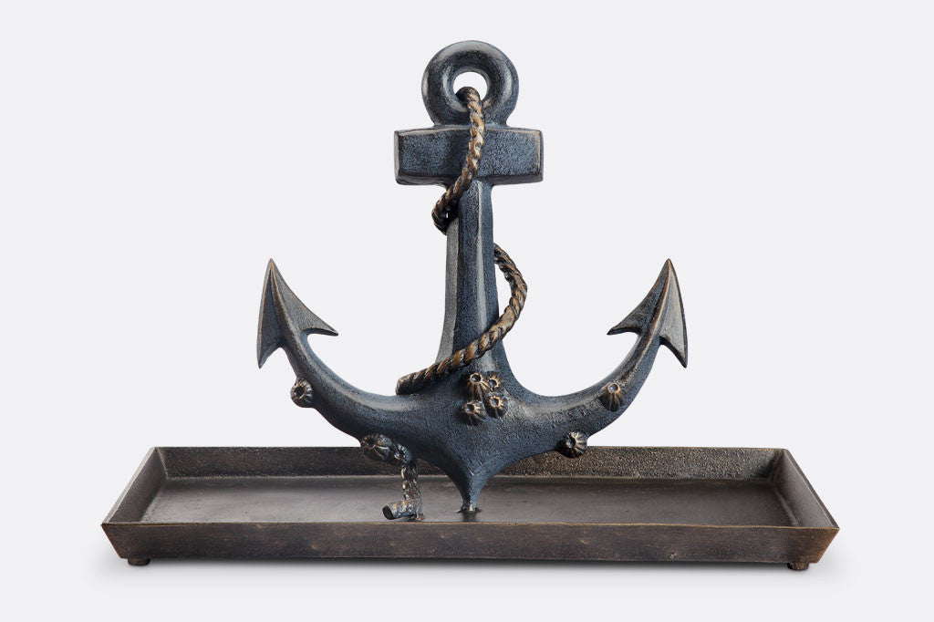 Anchor Tray shows blue-zinc finish anchor complete with rope and barnacle accents