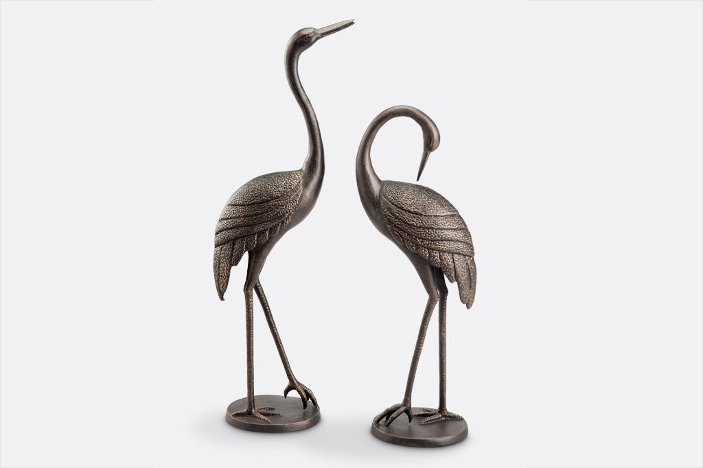 Courting Crane Couple garden sculptures