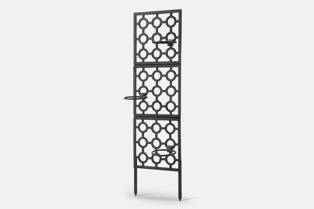 modular trellis with detachable planter ringers shown empty