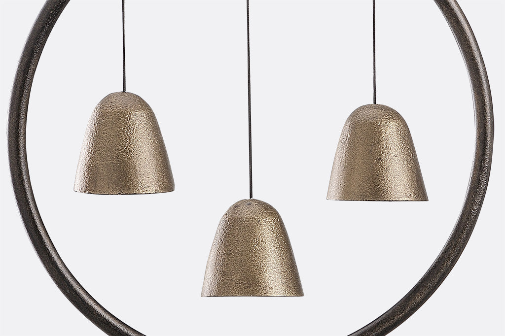 cast metal wind bells, trio