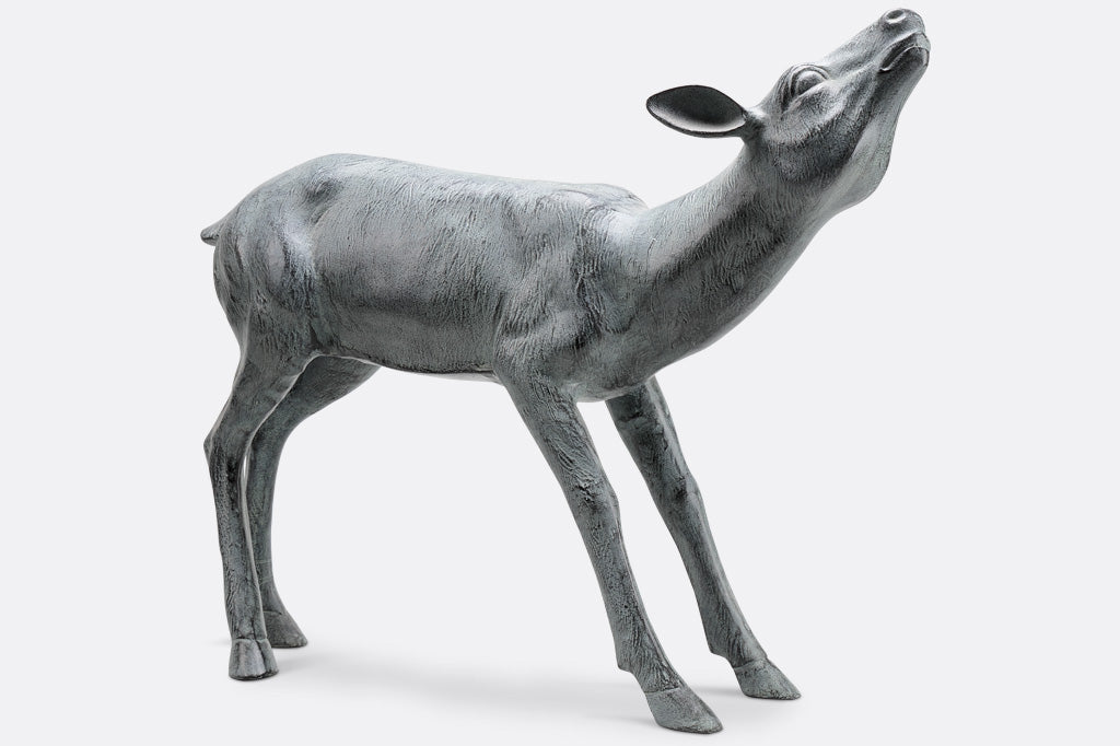 zinc finish on sculpted garden art of doe