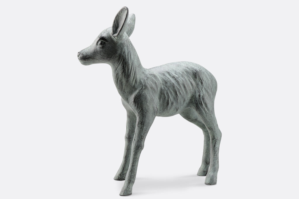 zinc finish fawn sculpture