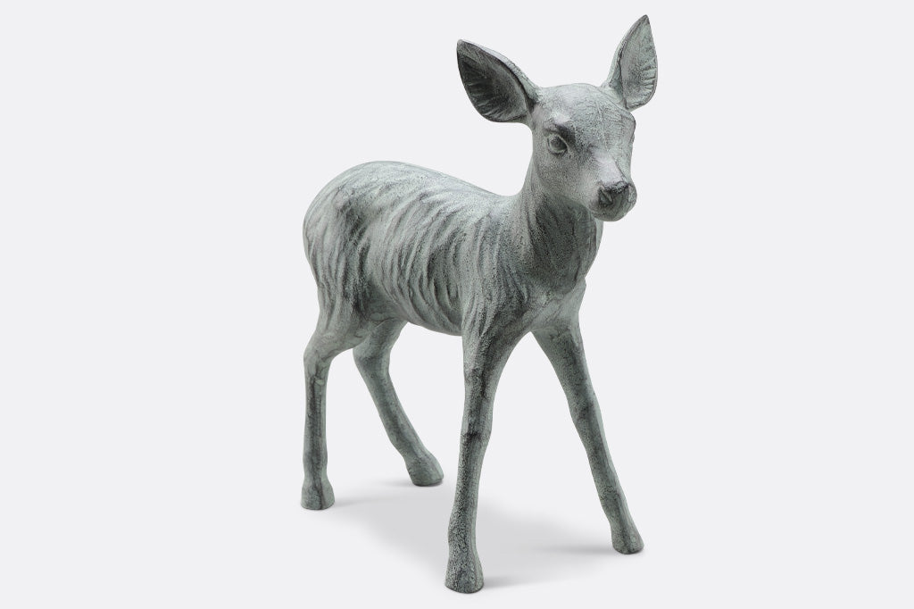 zinc finish fawn sculpture