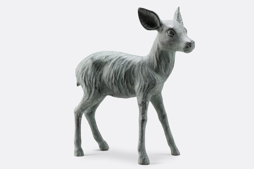 zinc finish fawn sculpture