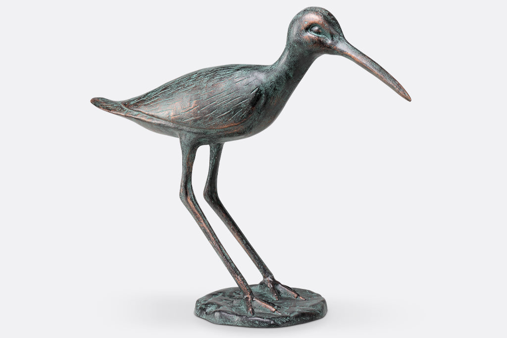 cast metal sandpiper sculpture