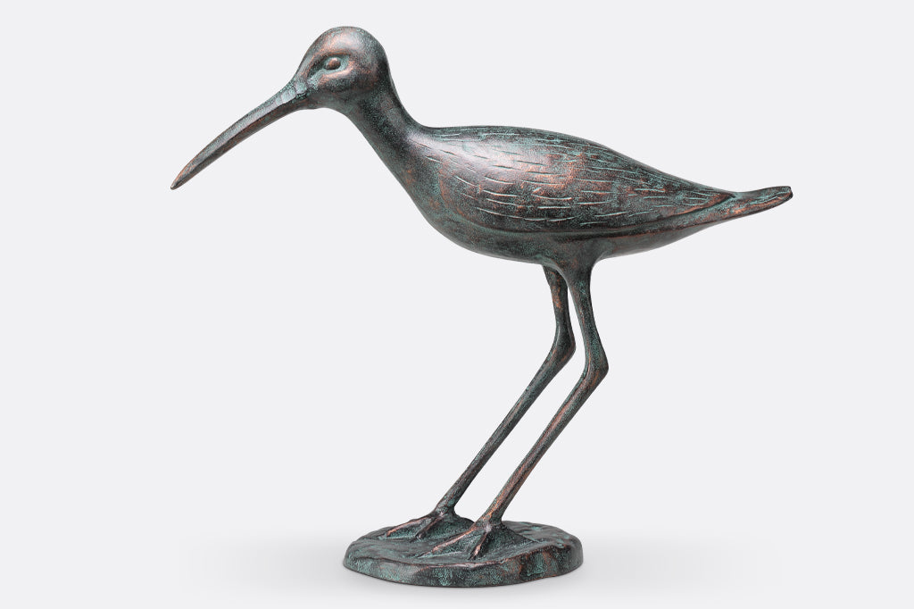 cast metal sandpiper sculpture