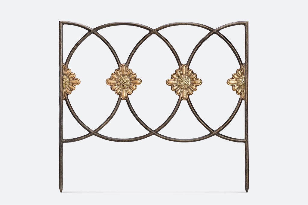 garden edging with modified sunflower medallion on interlocked circles