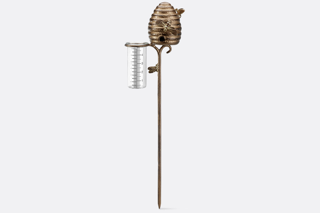 cast metal beehive raincatcher with glass breaker