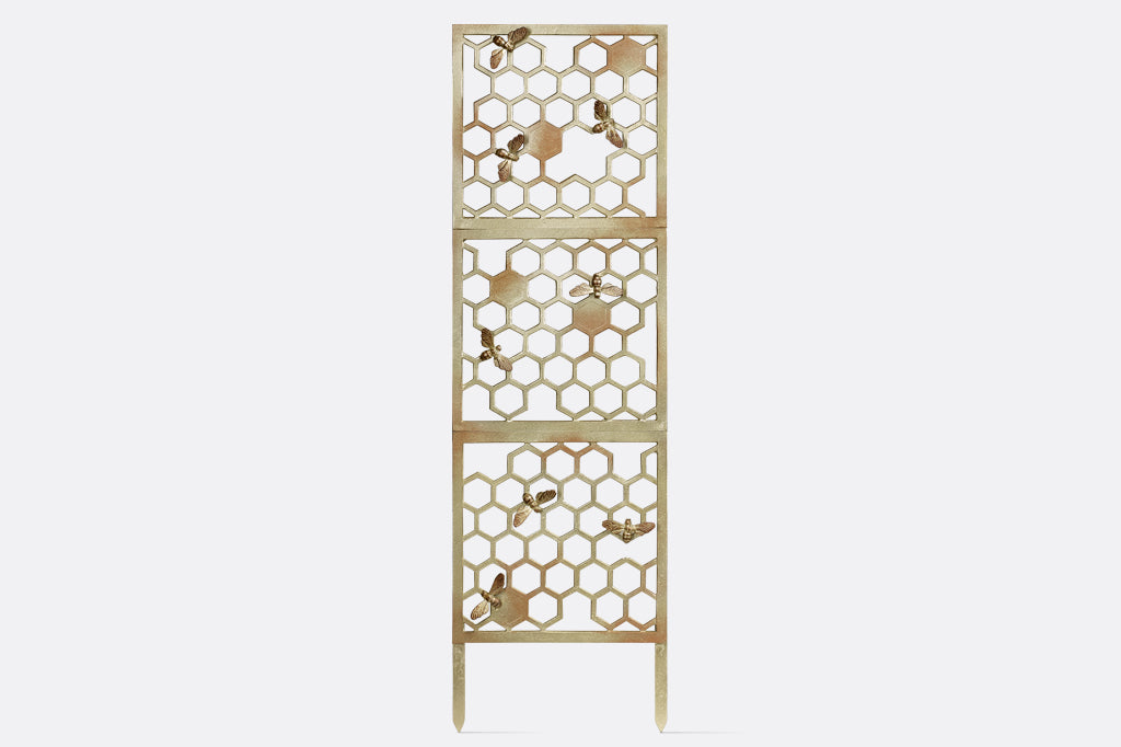 Front view of the All Abuzz Trellis shown with no planter rings