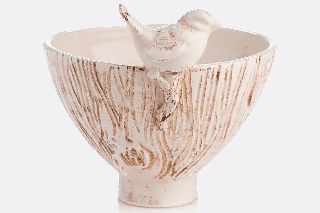 Passero e Betulla Footed Ceramic Bowl