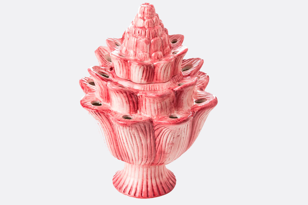 Tulip display vase made from ceramic with pink glaze