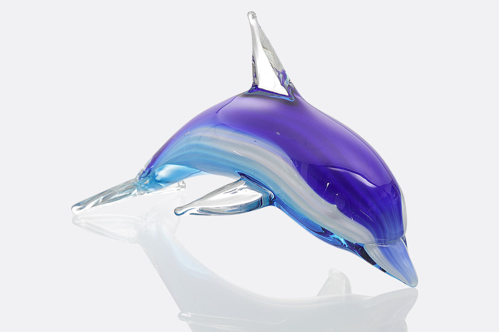 blue dolphin glass figurine decor
