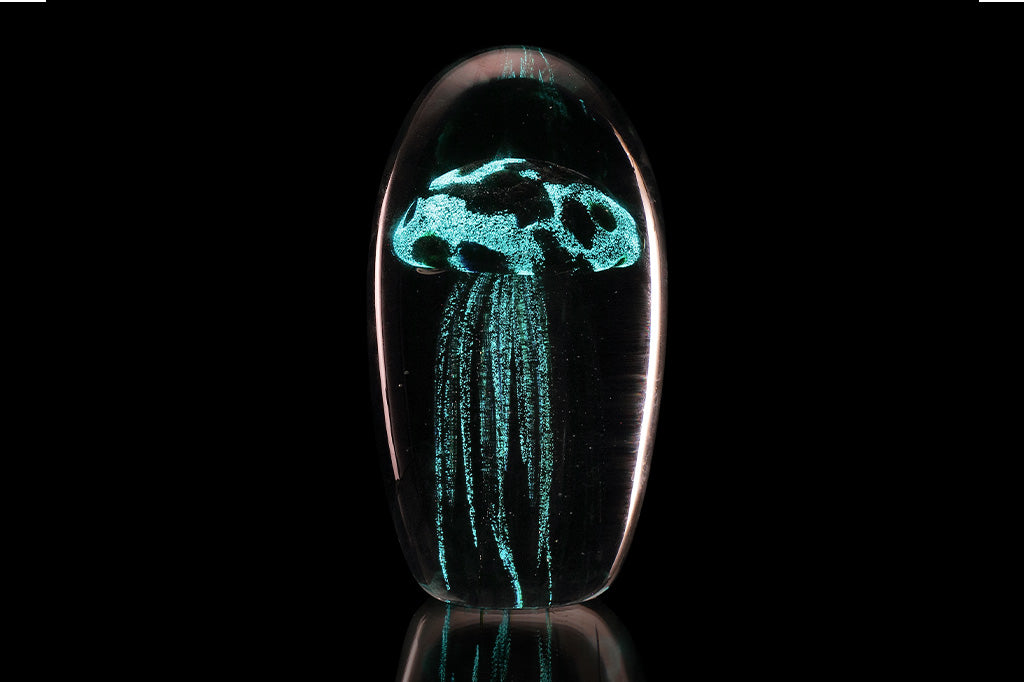 glass glow in the dark jellyfish decor