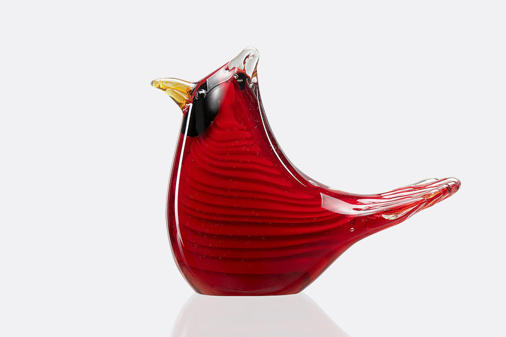 red cardinal glass decor