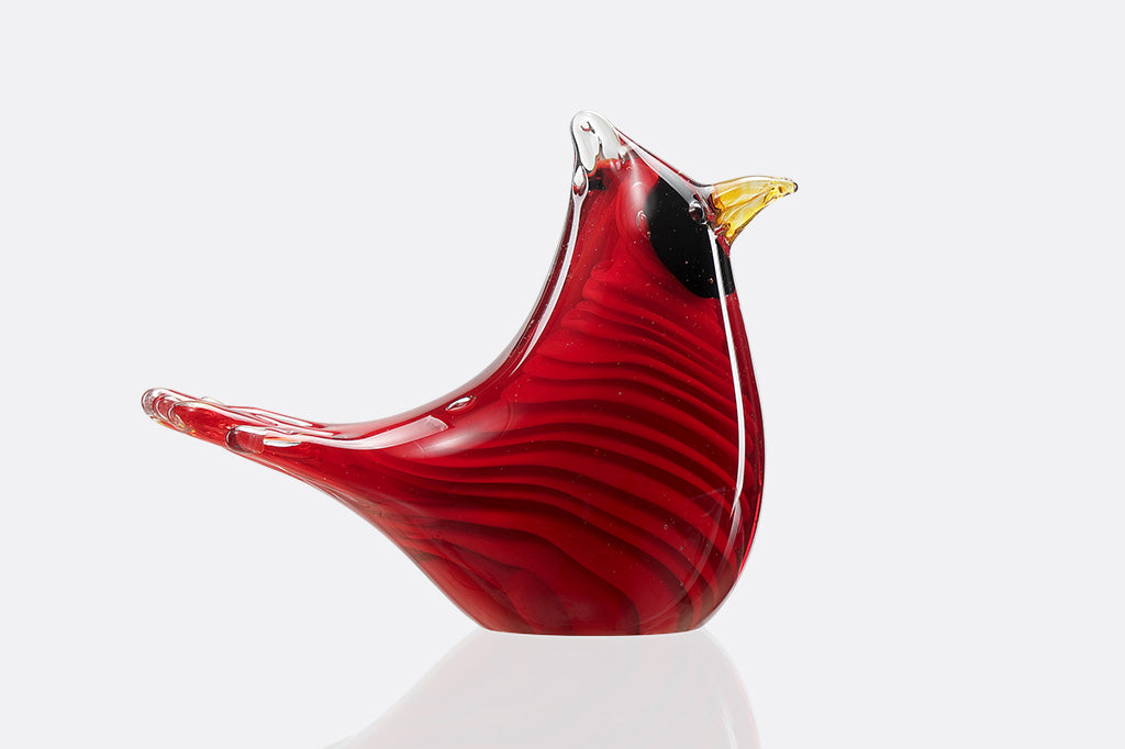red cardinal glass decor