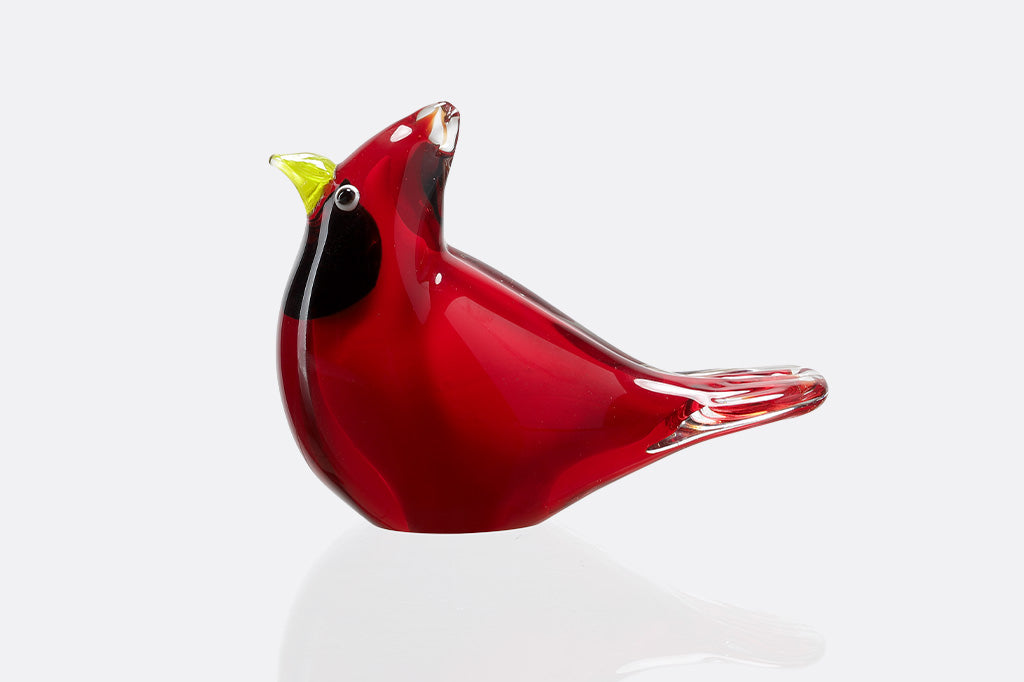 red cardinal glass decor
