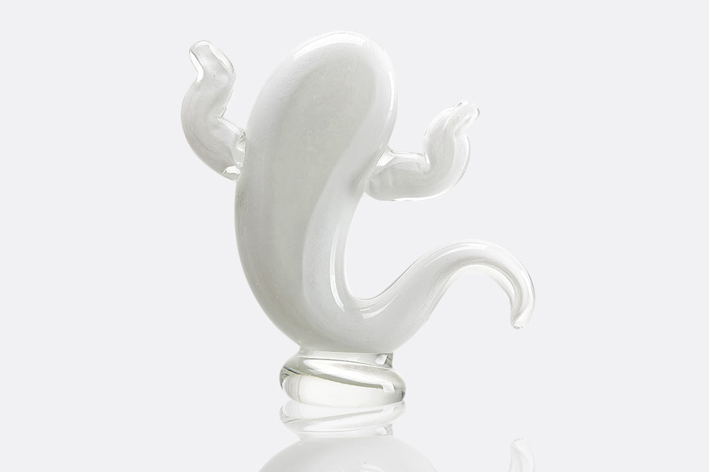 White ghost glass figurine on a white background
