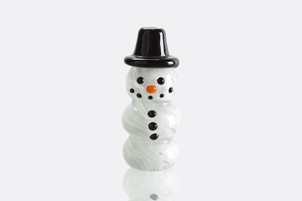 glass snowman with black top hat