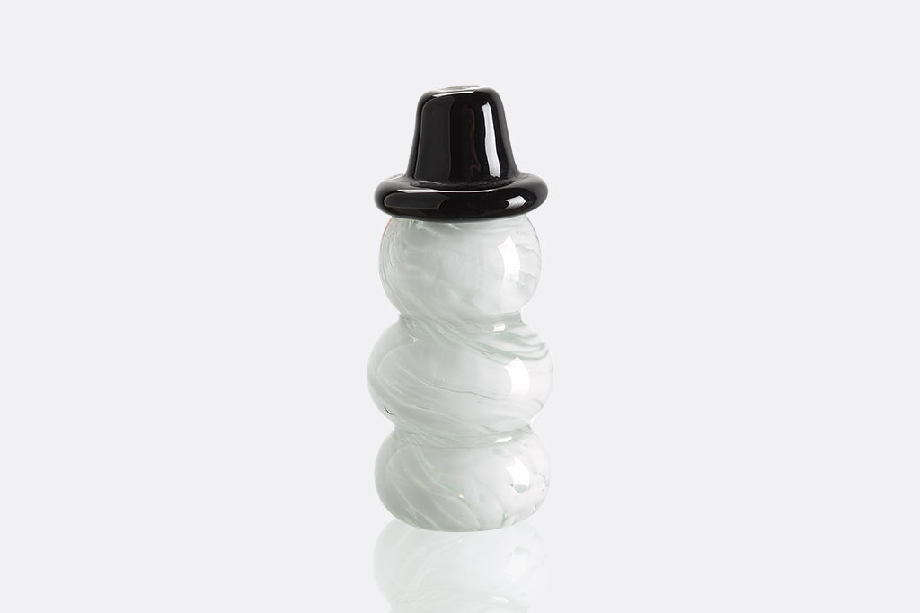 glass snowman with black top hat