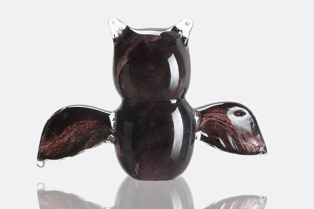 dark purple glass bat decor