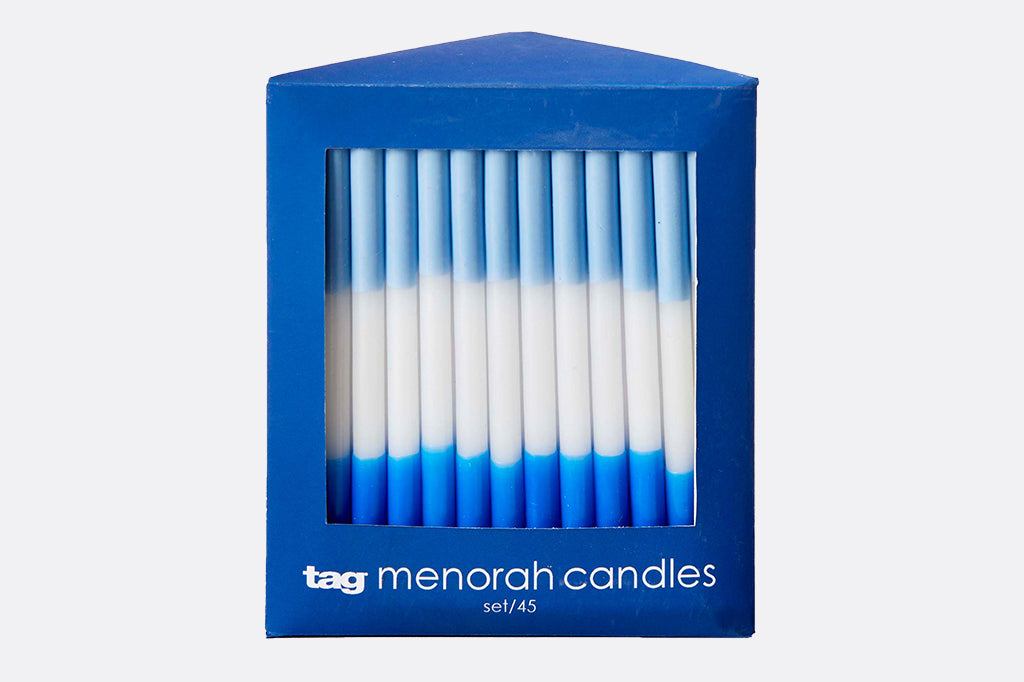 light blue and white gradient menorah candles. Set of 45 candles 