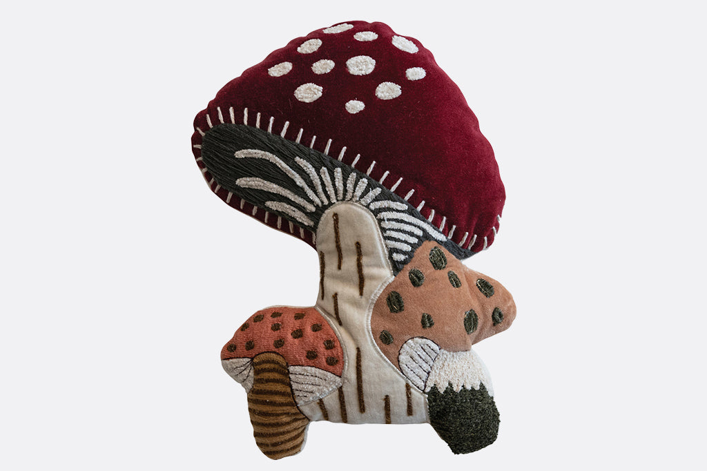 Mushroom Garden Velvet PIllow