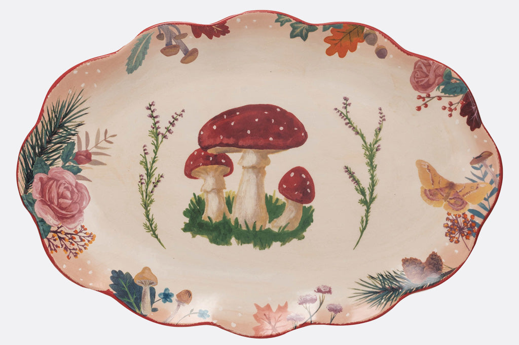 Woodland Mushrooms Ceramic Platter