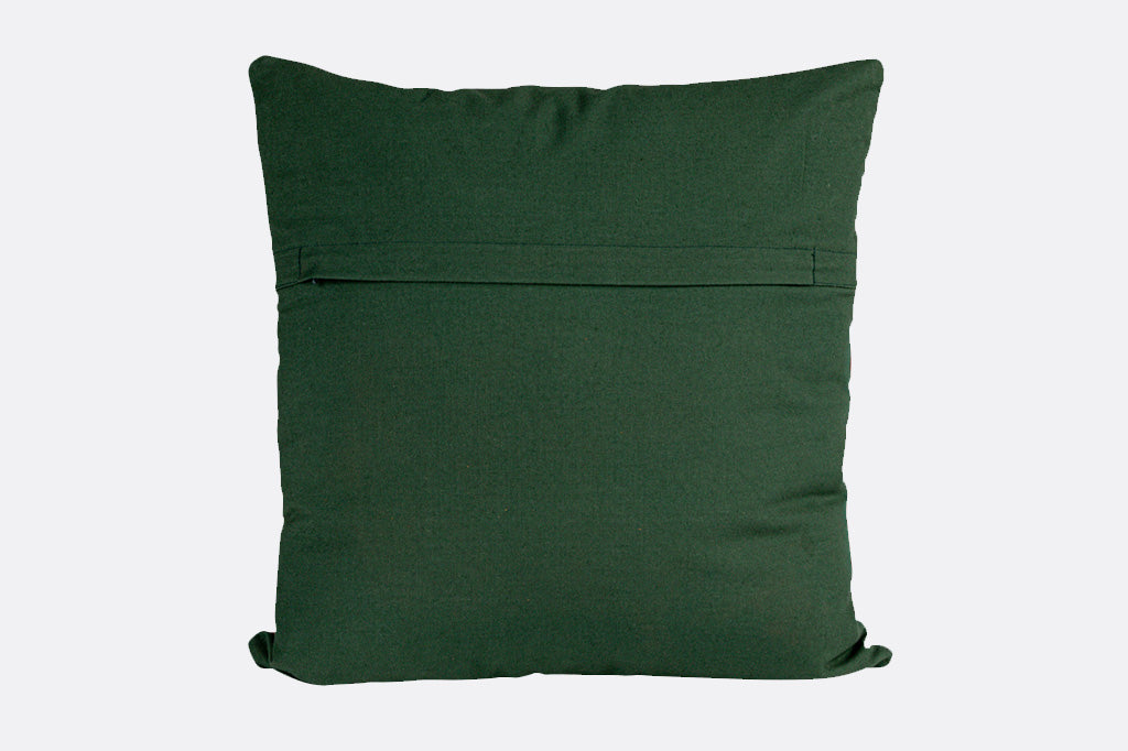 backside of throw pillow VB25386 in green with hidden zipper