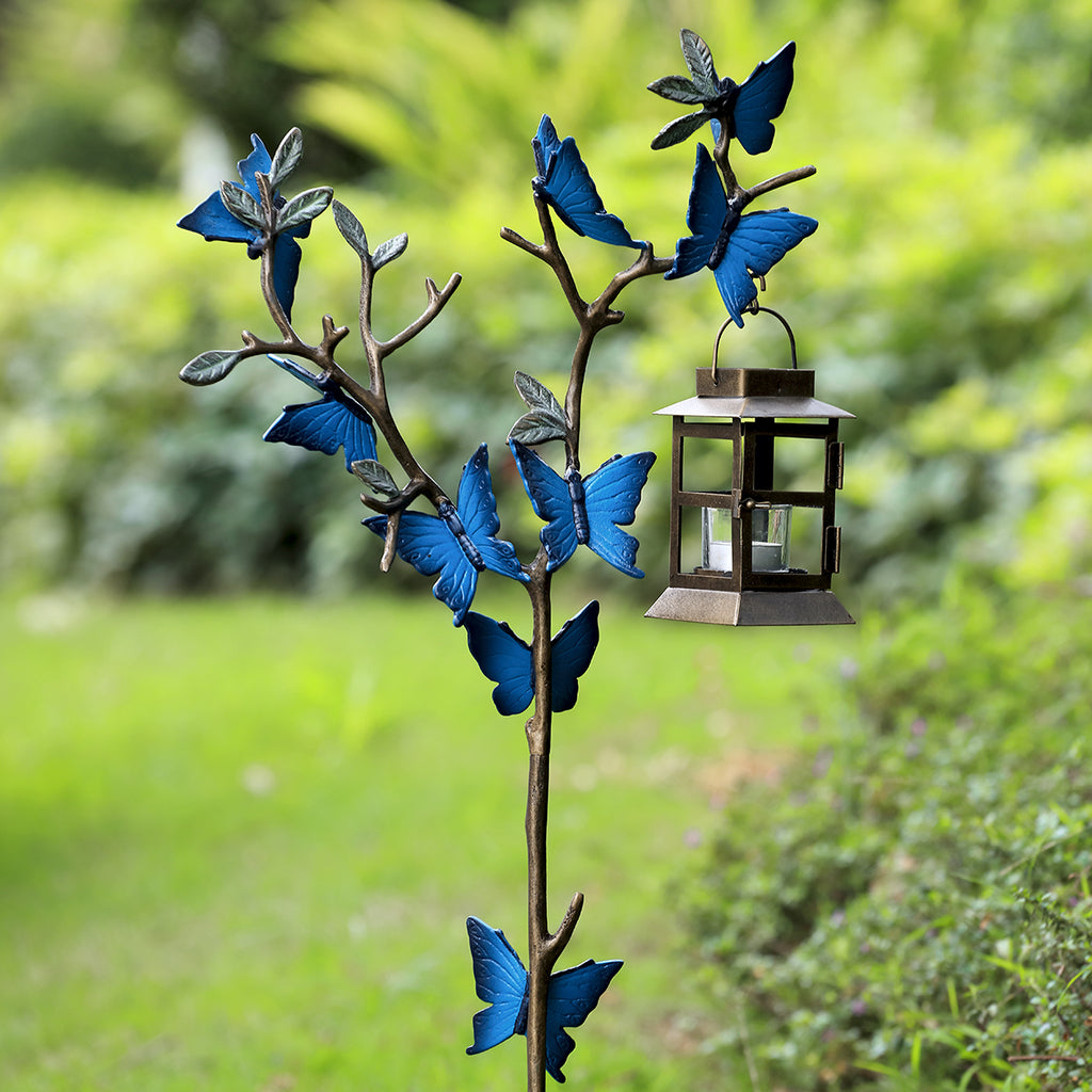 Blue Butterfly Branches Hanging Lantern – Viridian Bay