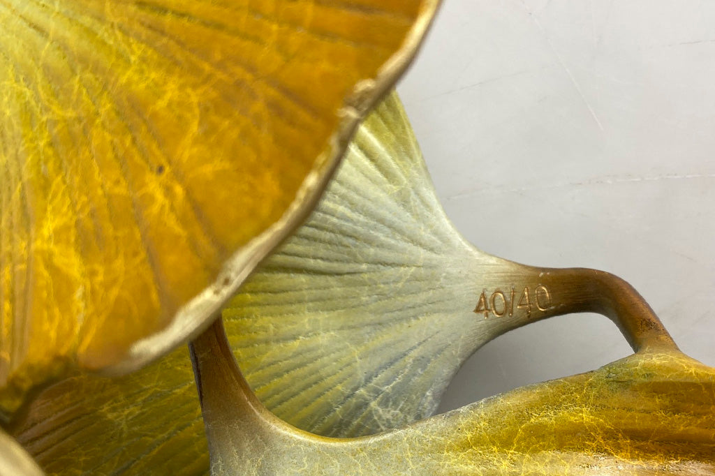 Limited Edition engraving on underside of sculpted ginkgo leaf