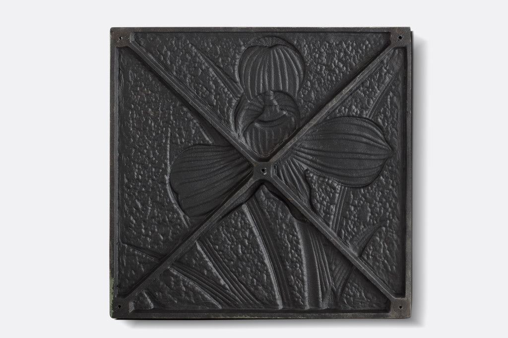 back of stepping stone, see the relief design of orchid flower 