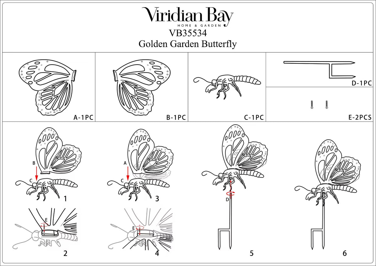 Golden Garden Butterfly Stake
