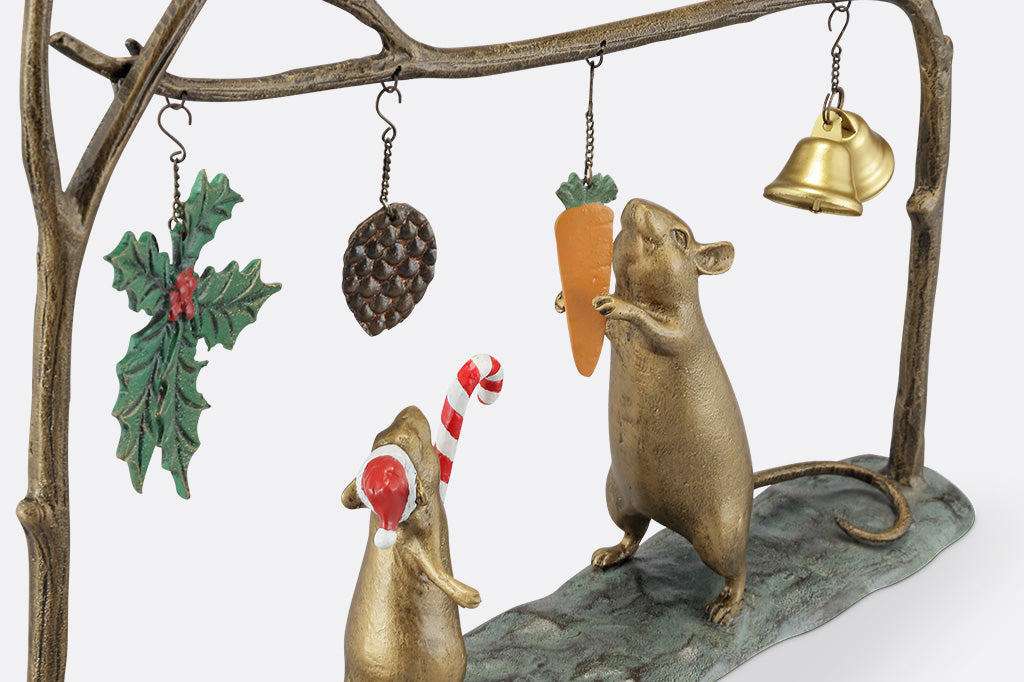 Decorative scene with mice and Christmas decorations