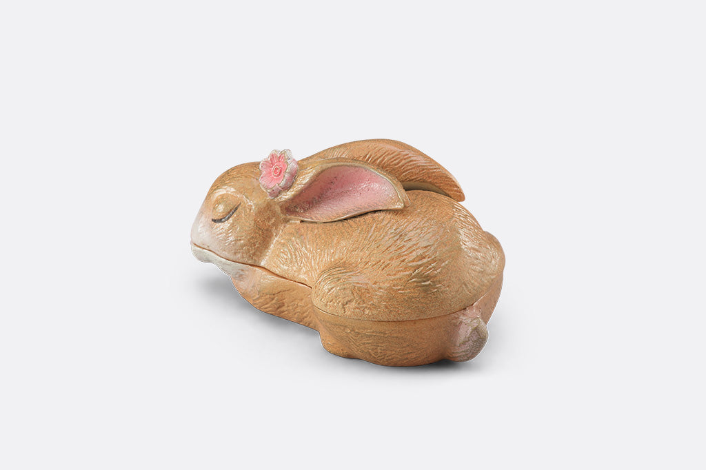 A sleeping bunny shaped keepsake box