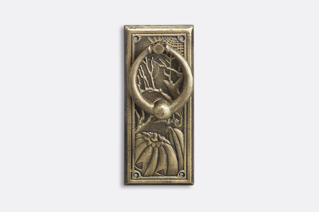 Bronze door knocker on a white background