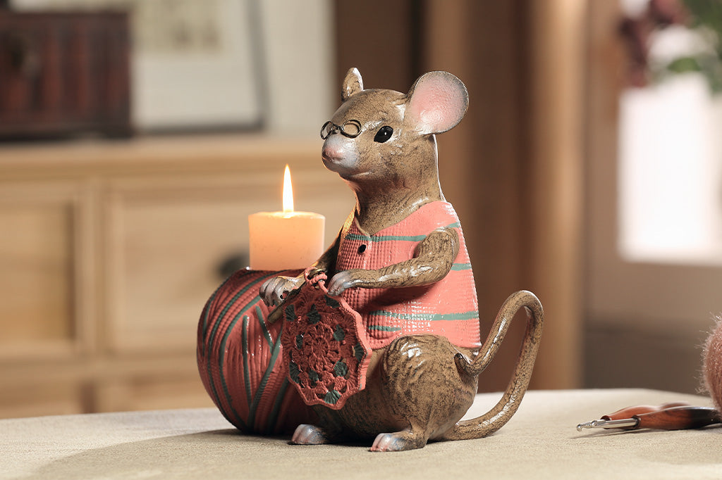 Mrs Mia Crochet Mouse Candle Holder