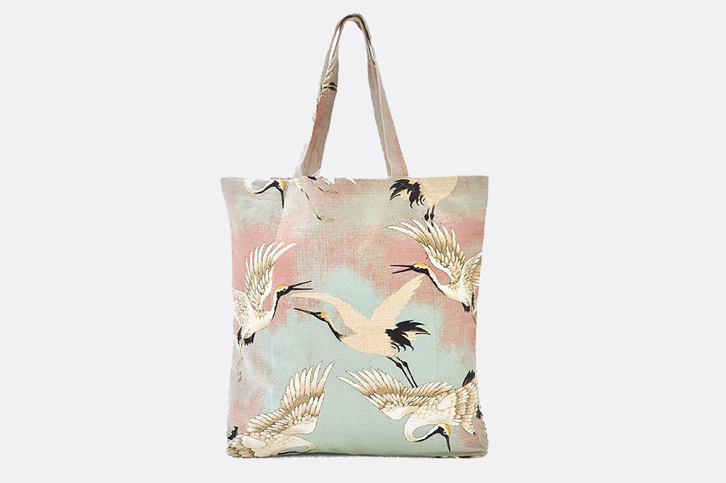 tote bag featuring herons in Asian illustration style - blue background
#color_aqua