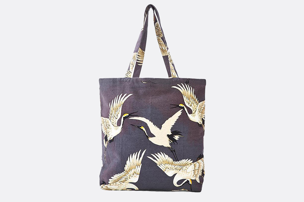 tote bag featuring herons in Asian illustration style - charcoal background
#color_charcoal