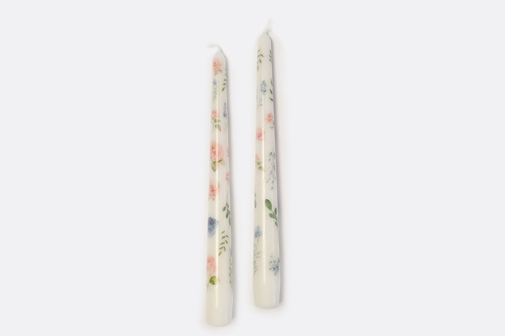 Rose Romance Taper Candles Set of 2