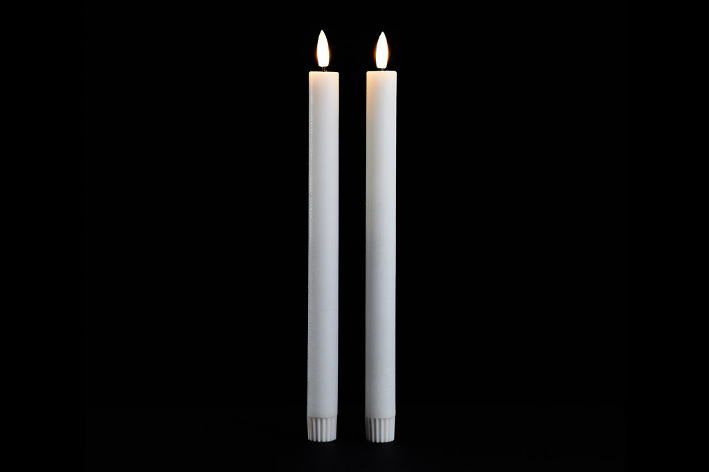 Set of two white LED taper flameless candles 