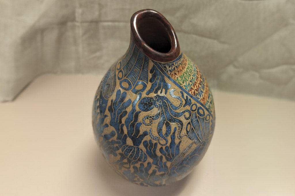 Aqua Geo Harmony Art Vase
